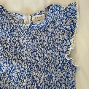 Blue Flutter Sleeve Midi Dress